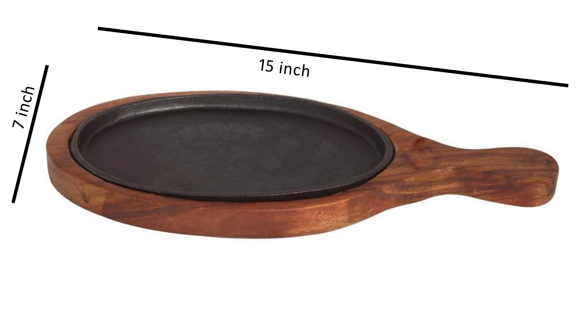 HAINE Wooden Bat Base Serving Platter Sizzler Plate/Tray, Brown, Pack of 1 2