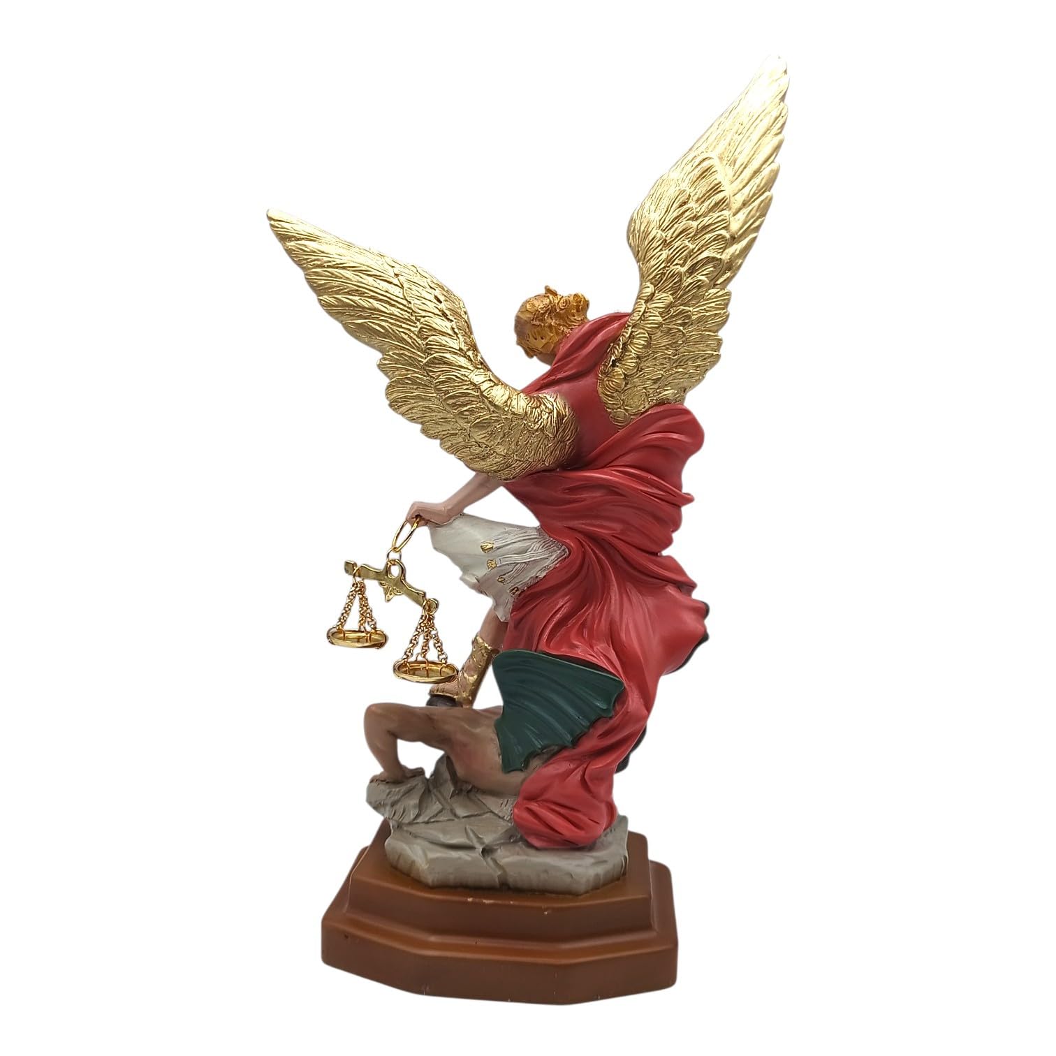 Generico Statua di San Michele Arcangelo, 33 cm, Resina Decorata a Mano, Spada e Bilancia in Metallo, per Interni ed Esterni, Made in Italy