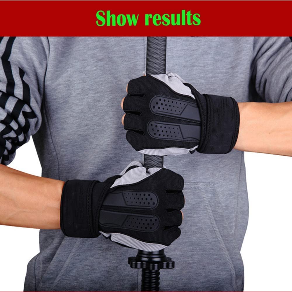 Guantes de levantamiento de pesas para fitness, almohadillas antideslizantes con muñeca, guantes de gimnasio para entrenamiento de ejercicio, para hombres y mujeres, mancuernas (azul, naranja, r