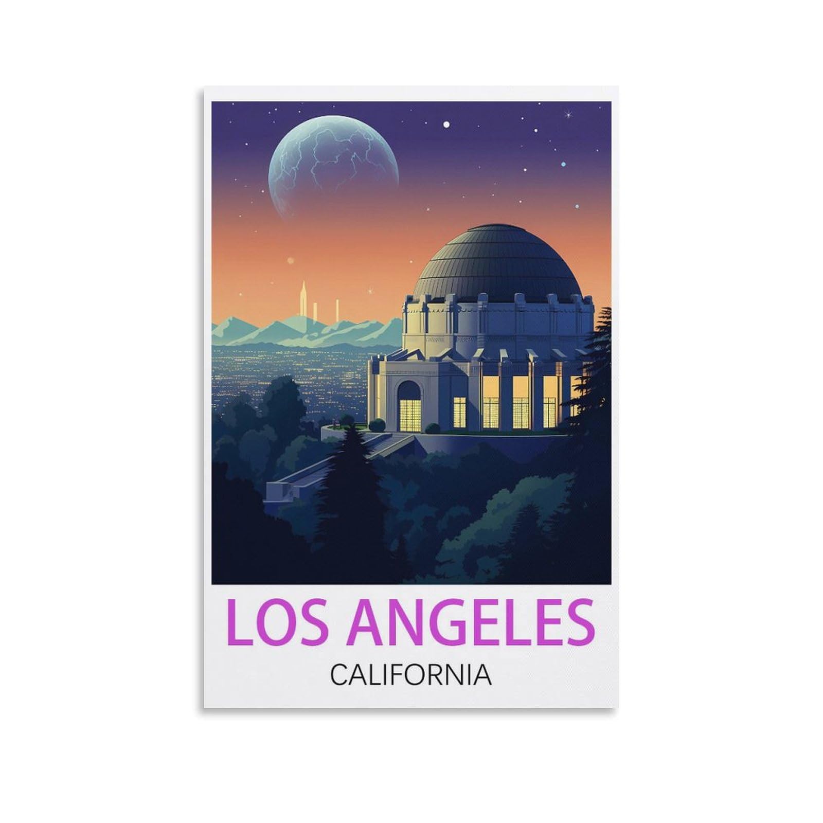 EZMLFA Diamond Painting Kits for Adults,Los Angeles California 5D Diamond Painting Kit for Adults Beginners, DIY Full Round Drill Gem Art Kits for Home 30x40cm