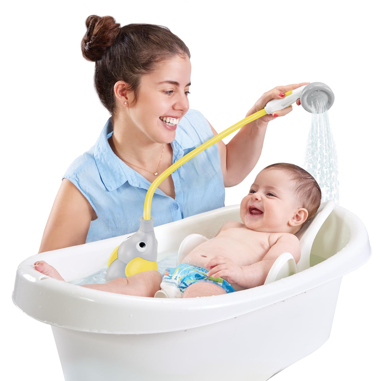 Yookidoo Baby Bath Shower Head - Elephant Water Pump and Trunk Spout Sprayer - One Handed Flow Control for Newborn Babies in Tub Or Sink (Yellow) — Amazon image 4