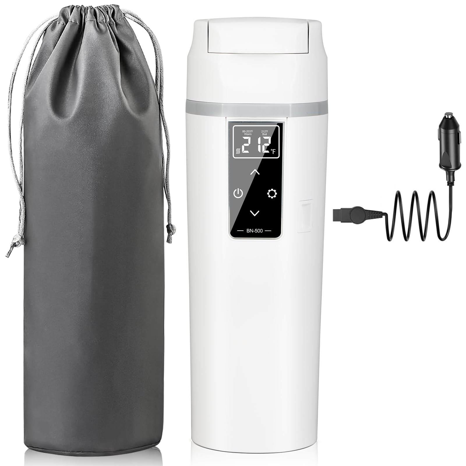 Car Travel Electric Kettle - Portable Electric Tea Kettle Freely Adjustable Temperature Water Heater 12V/24V Intelligent Water Kettle Dry Burn Protection Electric Kettle