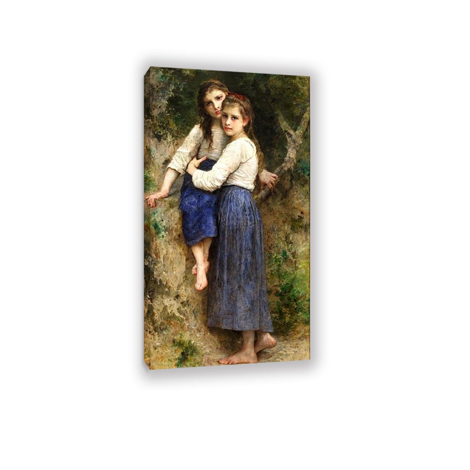RXNHGJDS William-Adolphe Bouguereau Wall Art In the Woods Fine Art Portrait Wall Painting Aesthetic Wall Decor for Living Room Bedroom Bathroom Home Decor 125x70cm Inner frame