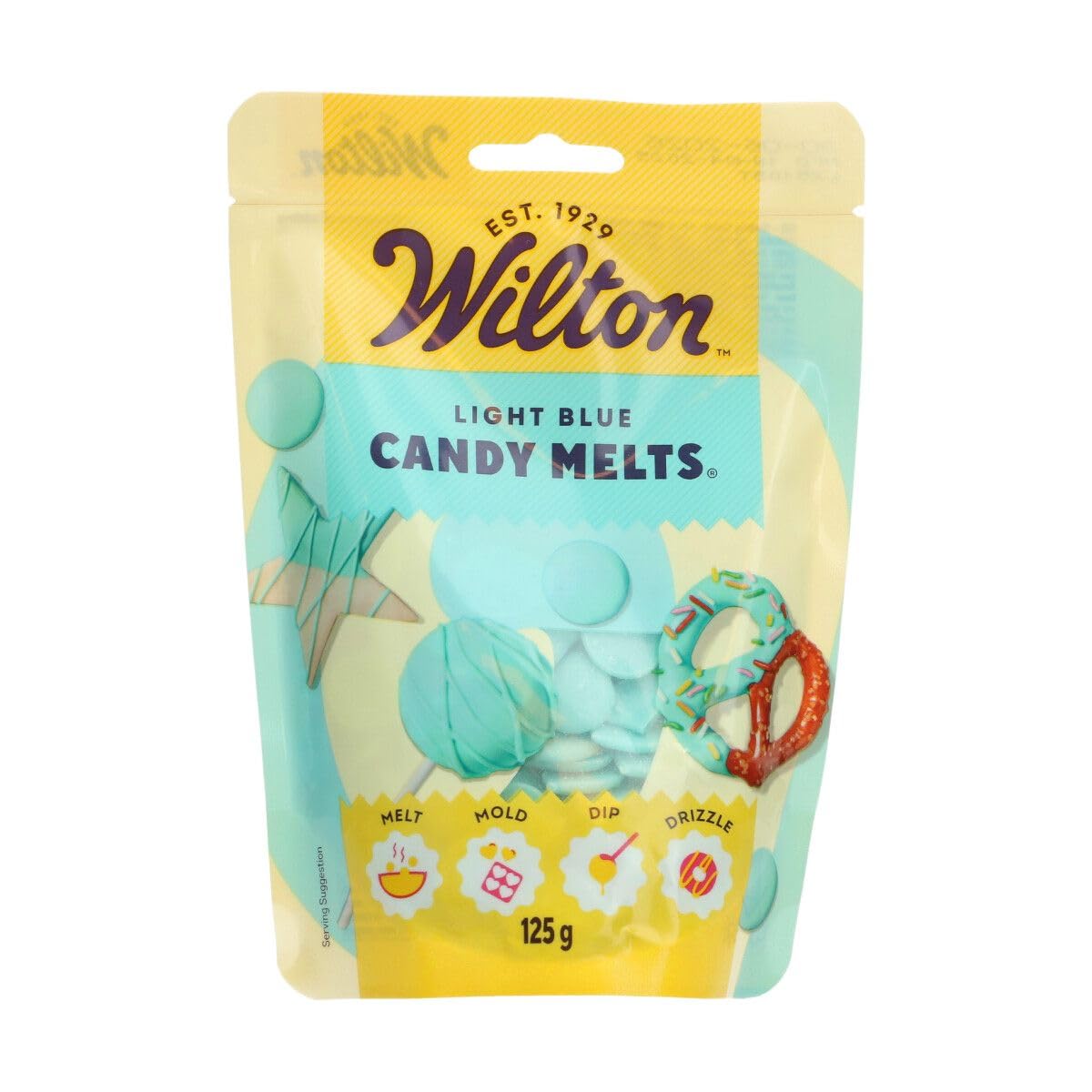 Wilton Candy Melts Hellblau: Schmelzende Glasur mit Süßem, Cremigem Geschmack zum Gießen, Dippen und Dekorieren - für Cake Pops, Keksen, Pralinen und Kuchen - 125 g