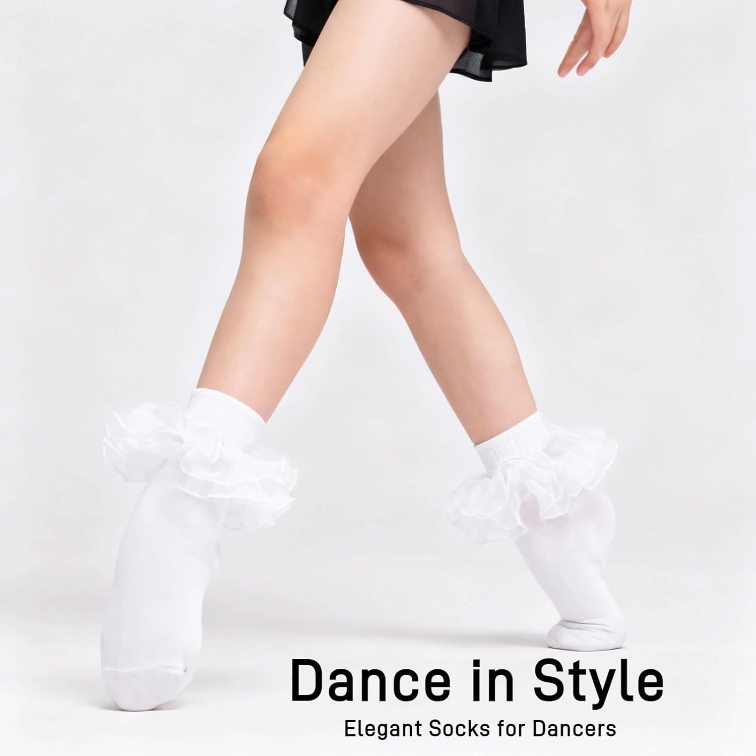 4 Pairs Girls Big Ruffle Socks Double Layer Lace Frilly Dress Socks Turn Cuff Ankle Sock for Toddler Girls - Image 6