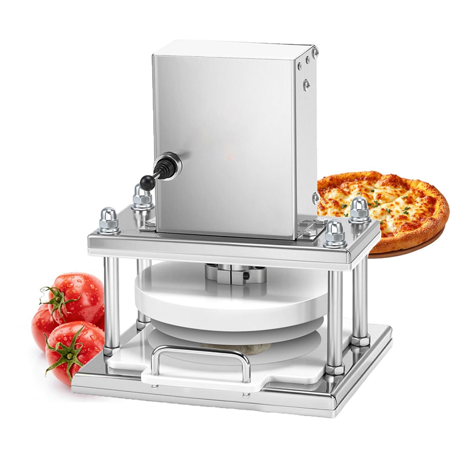 Pressa per Impasto Elettrica-Stendipizza Professionale,Macchina per Stendere Pizza-22cm Acciaio Inox,Sistema Meccanico Rapido da 7kg per Mensa e Hotel,Produzione Focaccine(25cm)