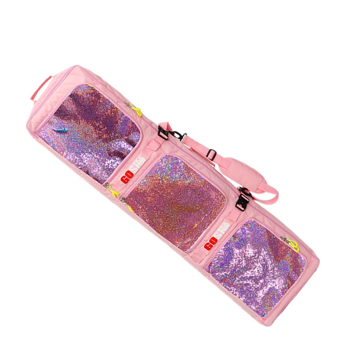 UNISTRENGH Wheeled Snowboard Bags for Air Travel, Waterproof Separate Compartment Skiing Backpack with Colorful sequins, wheels - for Snow Snowboarding-135CM