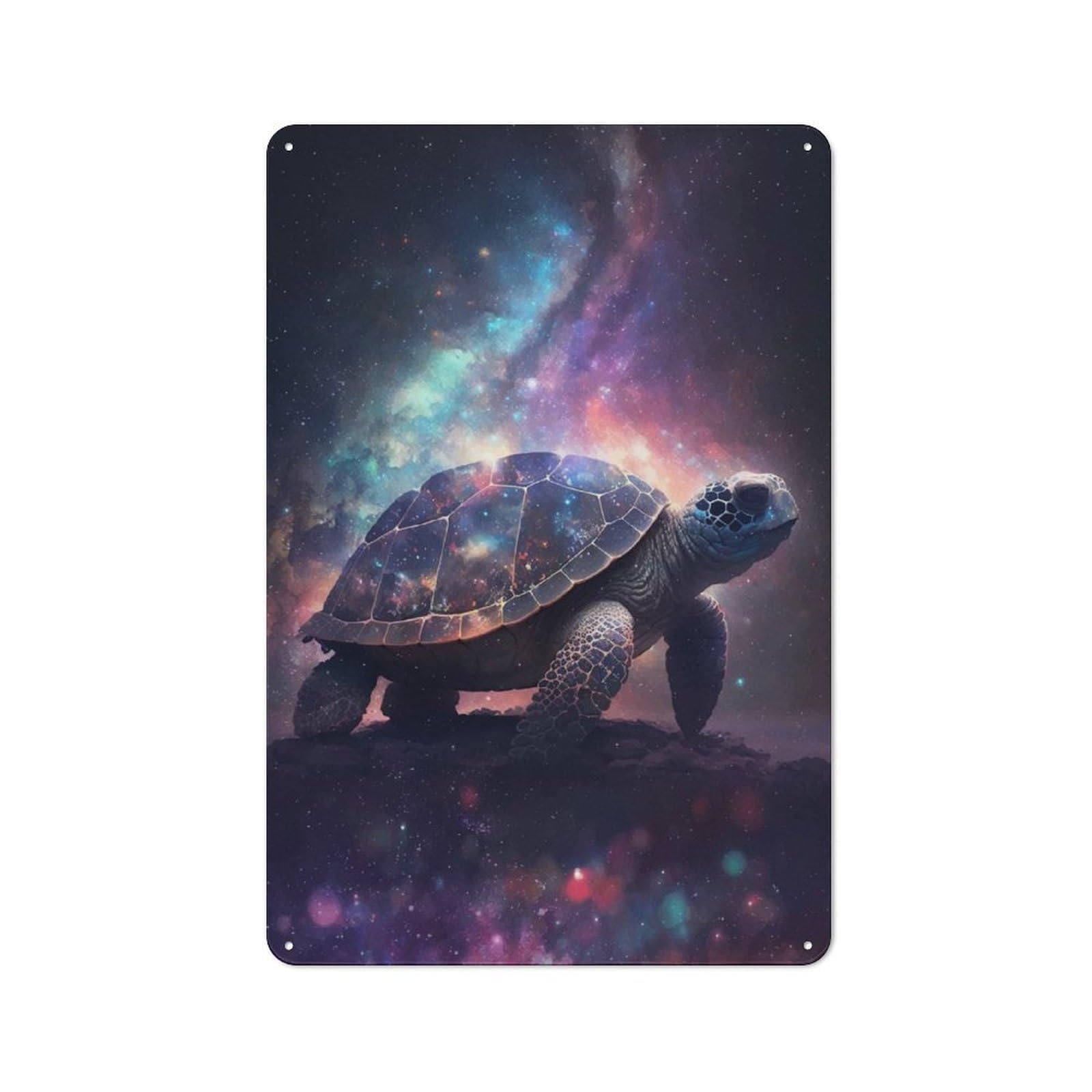 Turtle in Space Farmhouse Metal Sign 30x20cm, Rustic Cottage Wall Art for Cottage, Kitchen, Hallway Or Breakfast Nook