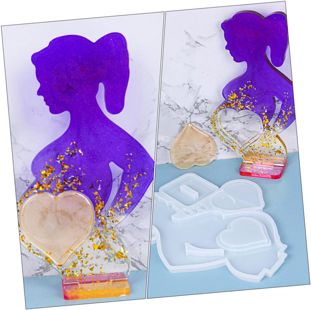 EXCEART 1pc Heart Picture Frame Epoxy Mold Creative Silicone Casting Mold for Home Decor and Crafts for Valentine Day and Making