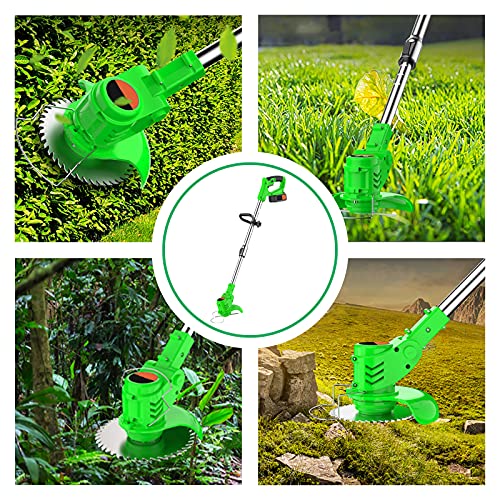 Accu-grasmaaier, 21 V, accu-grasmaaier, met accu en reservemes, grasmaaier, verstelbare kop en telescoopgreep voor gazon, landbouw, park, huis, fruit - Afbeelding 8
