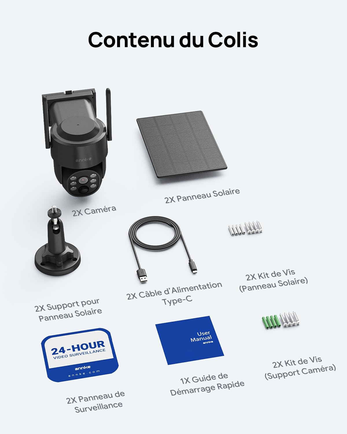 ANNKE 2.5K 4MP Camera Surveillance WiFi Exterieure sans Fil Solaire 2 Packs