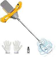 HLiePiHa Cordless Cement Mixer for Dewalt 20V Battery - 1200W Brushless 6-Speed Portable Concrete Mixer for Mortar, Paint, Plaster
