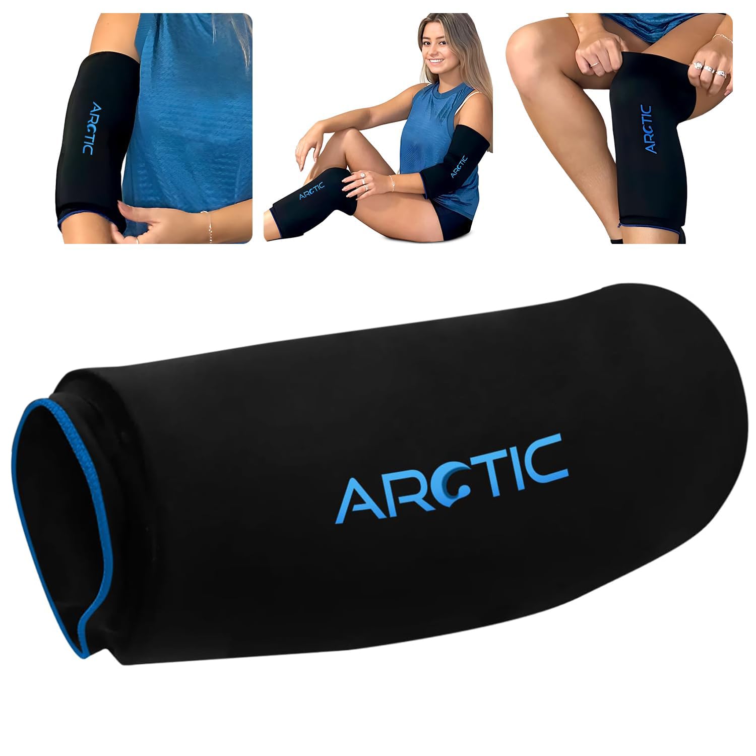 Cold Therapy Compression Ice Sleeve, Knee Ice Pack Wrap for Injuries, Elbow, Quad & Hamstring Relief, Flexible & Reusable Cold Wrap Recovery for Meniscus, ACL, MCL, Ice & Heat Therapy (Large)