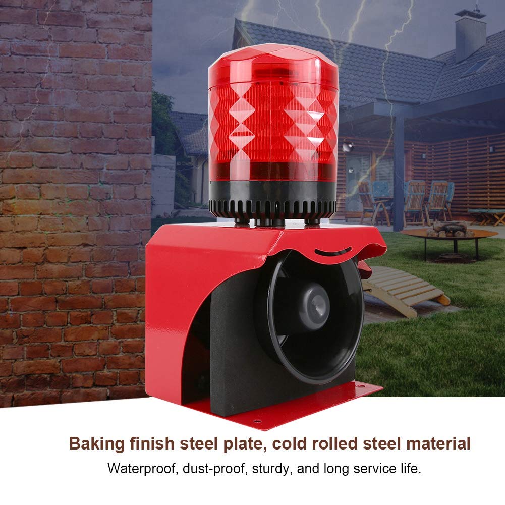 Naroote Alarma de Sirena de Bocina de Incendio Impermeable de 12-24 V con Control Remoto y USB para Uso Industrial