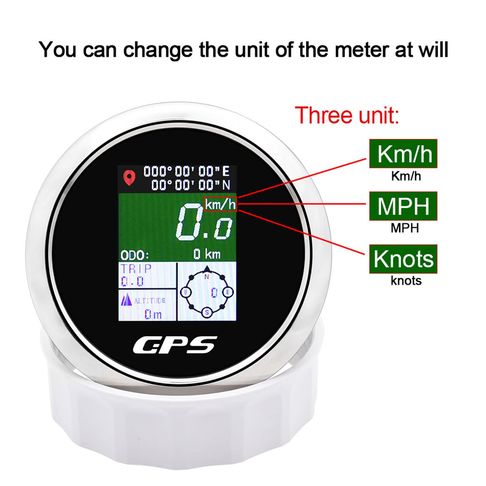 Geloo GPS Tacho 85mm Geschwindigkeitsmesser IP67 Wasserdicht TFT-Bildschirm | Digitale Kilometerzähler Km/h MPH Knoten Einstellbar für Auto Boot Wohnmobil LKW Motorrad