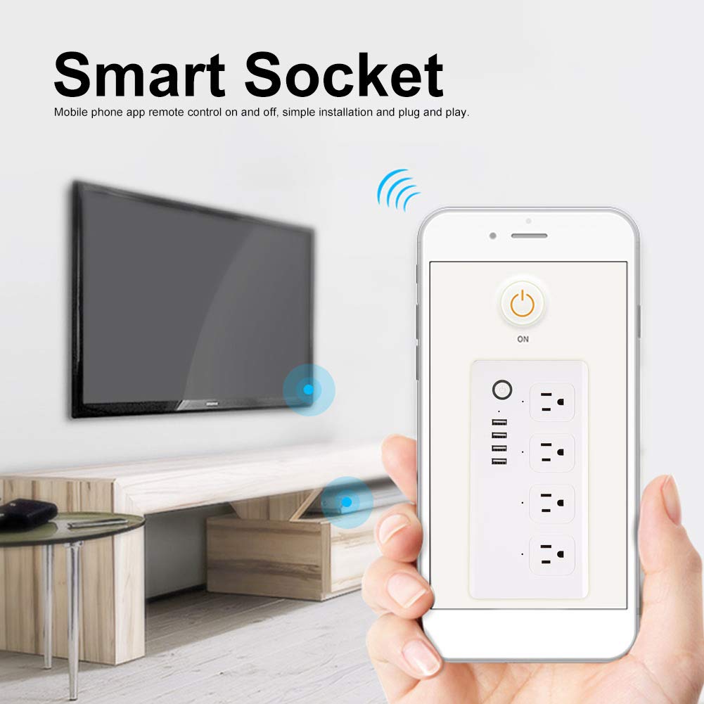 WiFi Smart Socket US 120V WiFi Smart Plug and Home IFTTT Outlet Power Strip with 4 USB Support — view 2