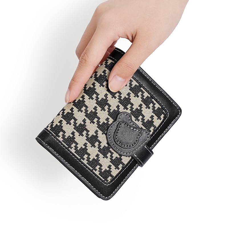 Women's Slim Small Wallet – Bifold Card Holder with ID Window & Zipper Coin Pocket (Black)3