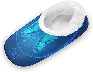 Arte Constelación Zodíaco Géminis Zapatillas Casa Cálido Felpa Suave Pantuflas Mujer Hombre Invierno Cálidas Zapatos Antideslizante Algodón Slippers