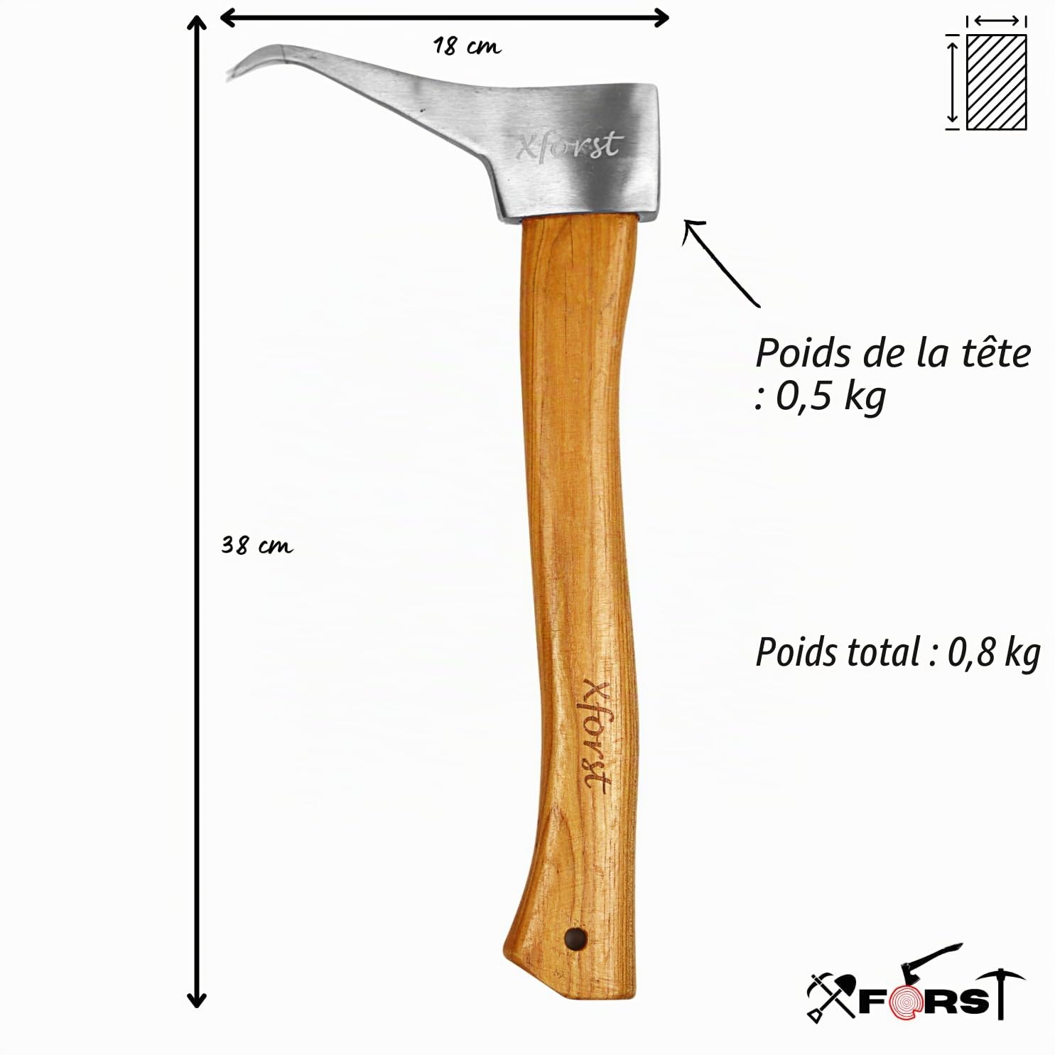 Xforst Sappie à Main – Set 2 pièces avec Support de Ceinture, Sapie Longue 70 cm + Sapie Courte 38 cm, Outil forestier forgé en Acier Carbone, Manche Hickory – X-P500L & X-P50BX