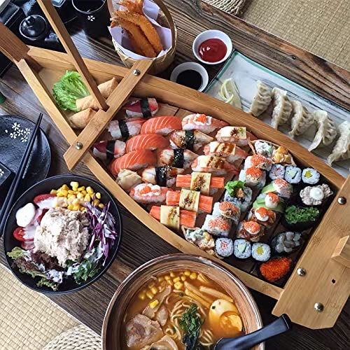 Bandeja grande para sushi de bambú/ madera miniatura 6