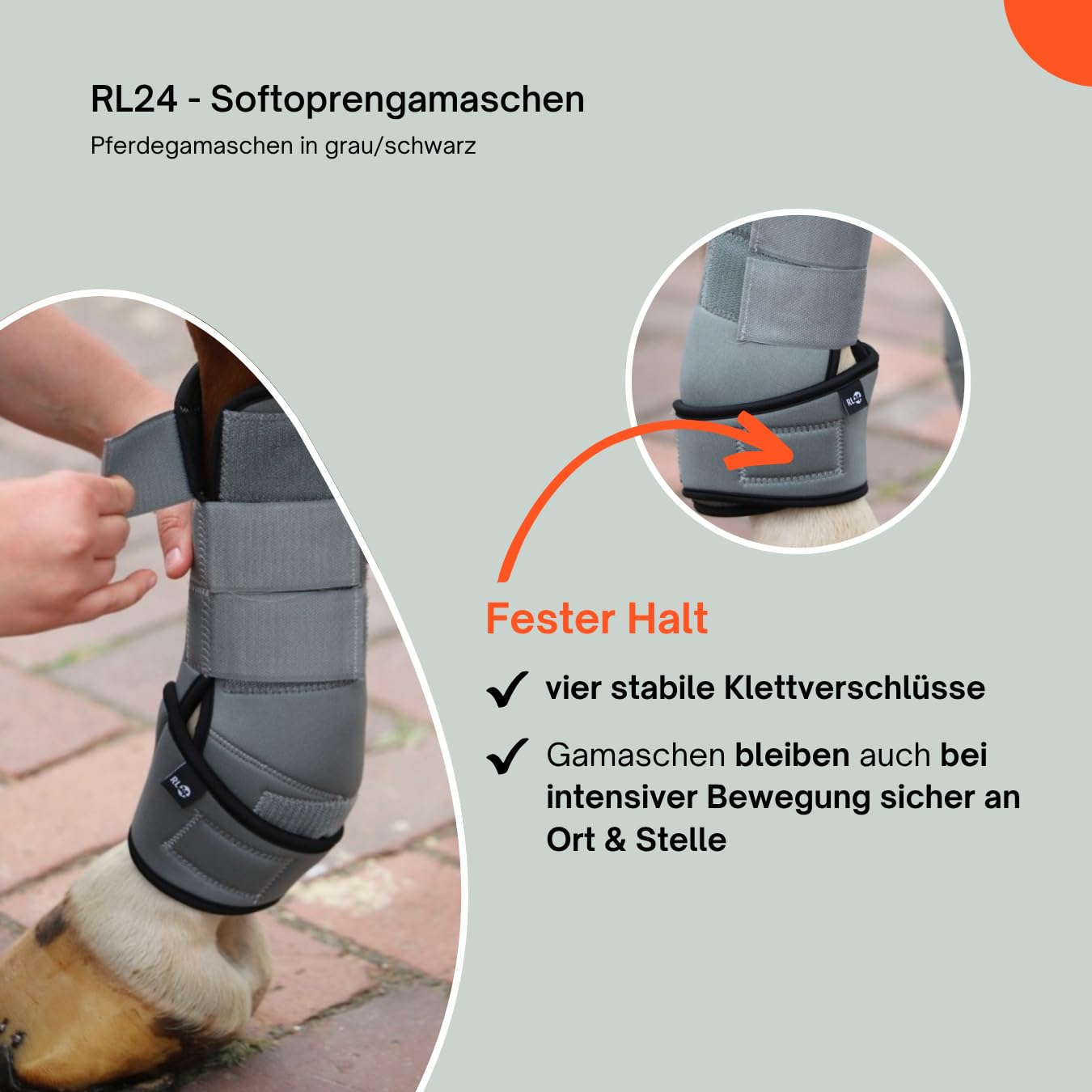 RL24 - Softoprengamaschen – Pferdegamaschen mit Klettverschlüssen – Gamaschen aus elastischem Softopren – atmungsaktiv & anatomisch geformt – Pferde Beinschutz in vielen Farben & Größen