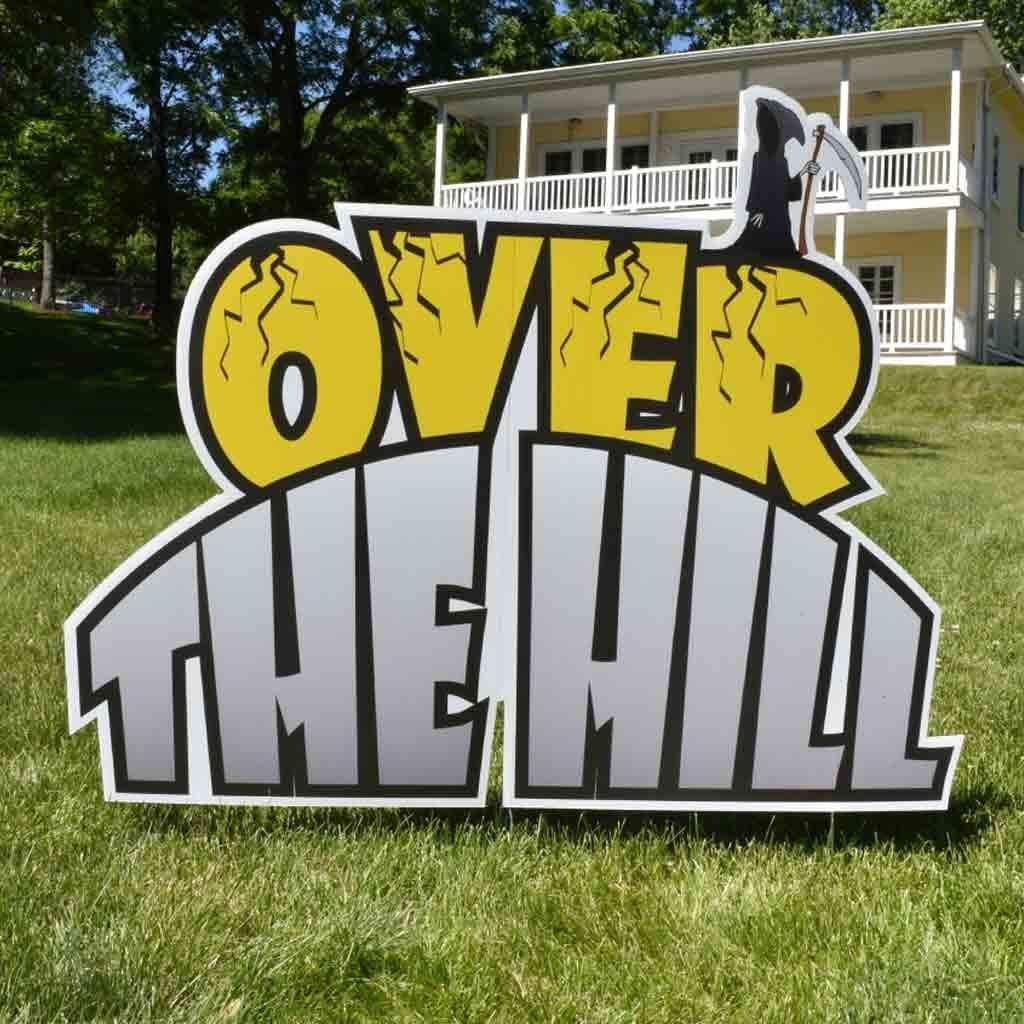 VictoryStore Yard Decorations: Birthday Yard Cards - Over The Hill Greetings on Tombstones Yard Decoration with 2 EZ stakes and 16 short stakes 12469