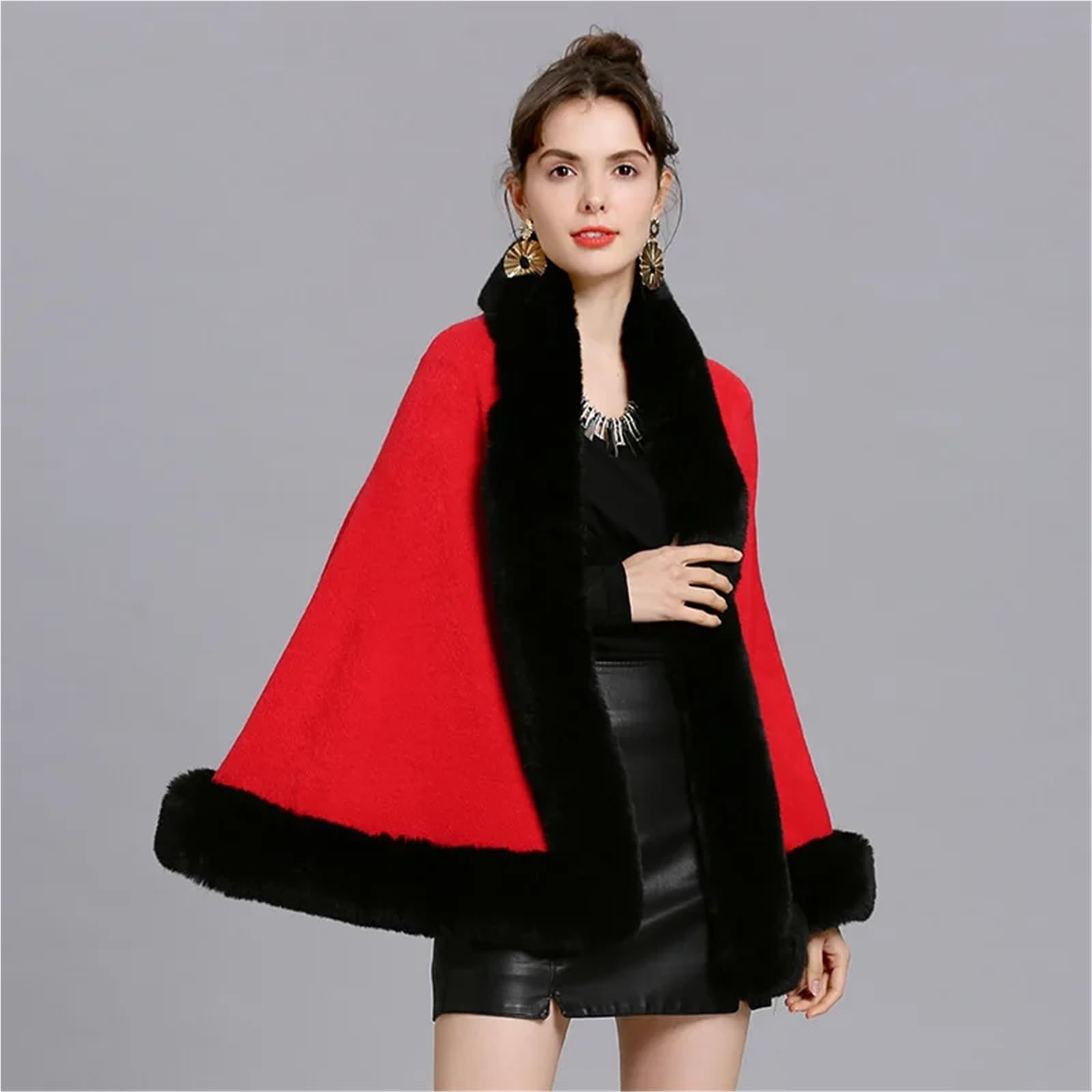 Cappa donna pelliccia sintetica 10 colori autunno inverno donna poncho lavorato a maglia in pelliccia sintetica avvolge colletto spesso abbigliamento esterno mantello allentato scialle da sposa