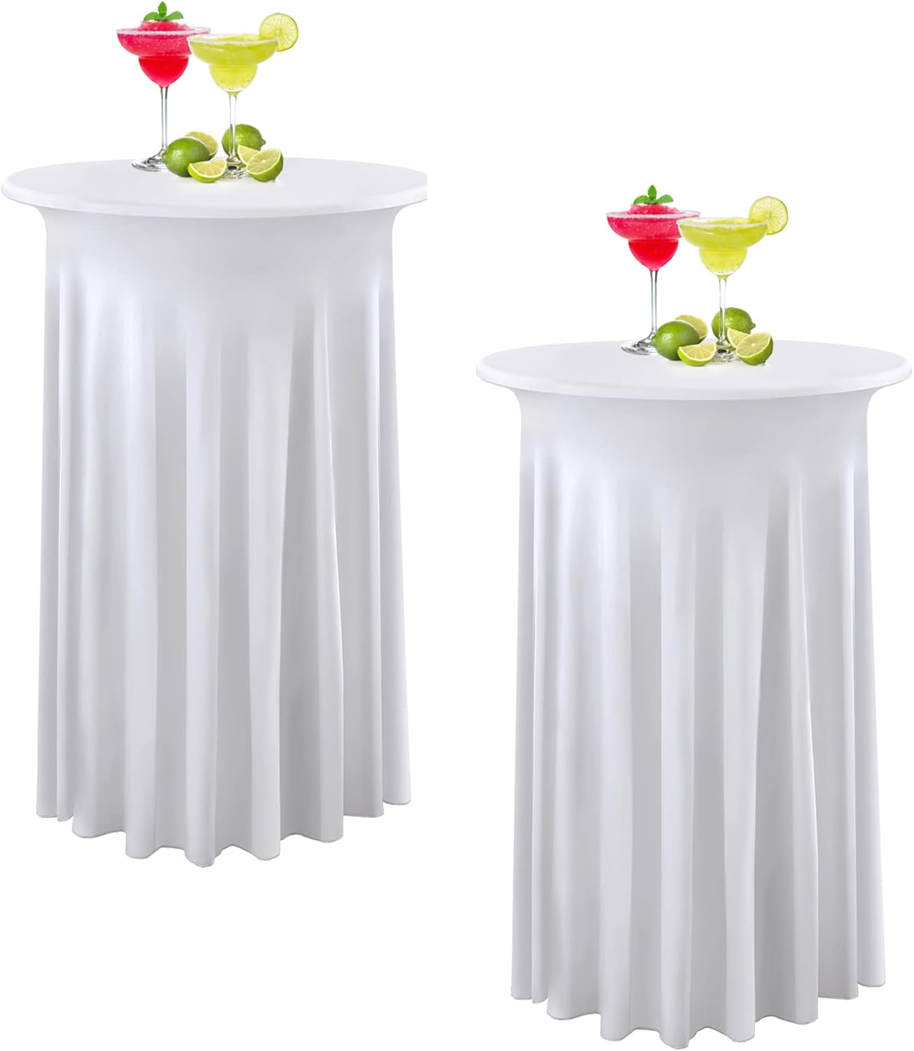 2 Packs White Round High Top Table Cloth for Cocktail Party 32inch×43inch Stretchy