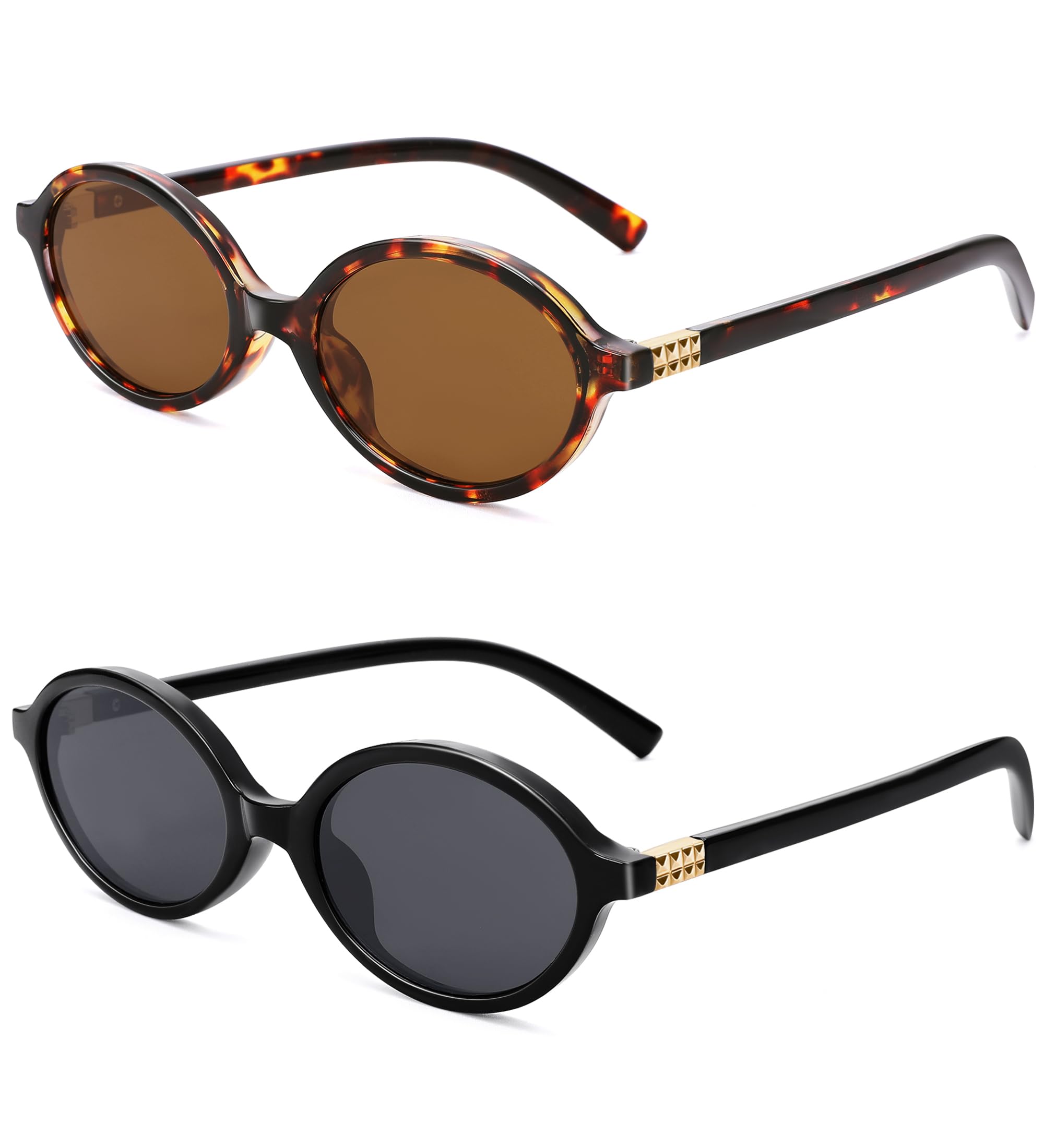 NULOOQ Retro Oval Sunglasses for Women 90s Trendy Vintage Small Round Sunnies Shades