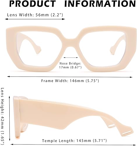 Vista 29 de Thick Frame Blue Light Glasses for Women Men Fashion Square Computer Gaming Eyeglasses with Clear Lens