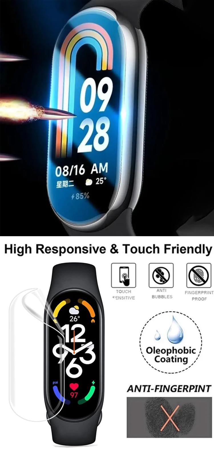 6 Pellicole Idrogel Autorigeneranti Per Xiaomi Smart Band 10 E Mi Band 10 NFC - Protezione Schermo Trasparente E Sensibile - 4