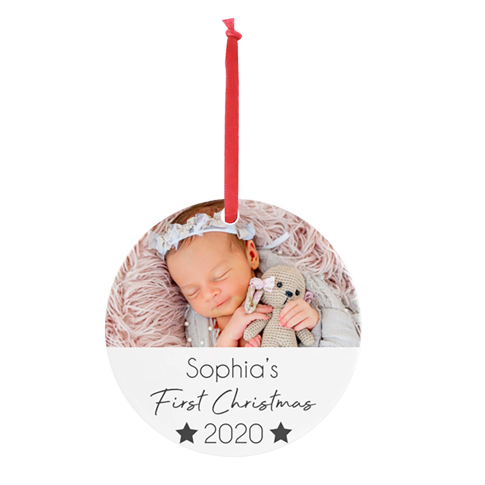 Xmas Personalised Baby 1st Plaque First Gifts Christmas Tree Bauble Decoration Decoration & Hangs Light up Shot Glass Necklace (mmB-B, One Size)