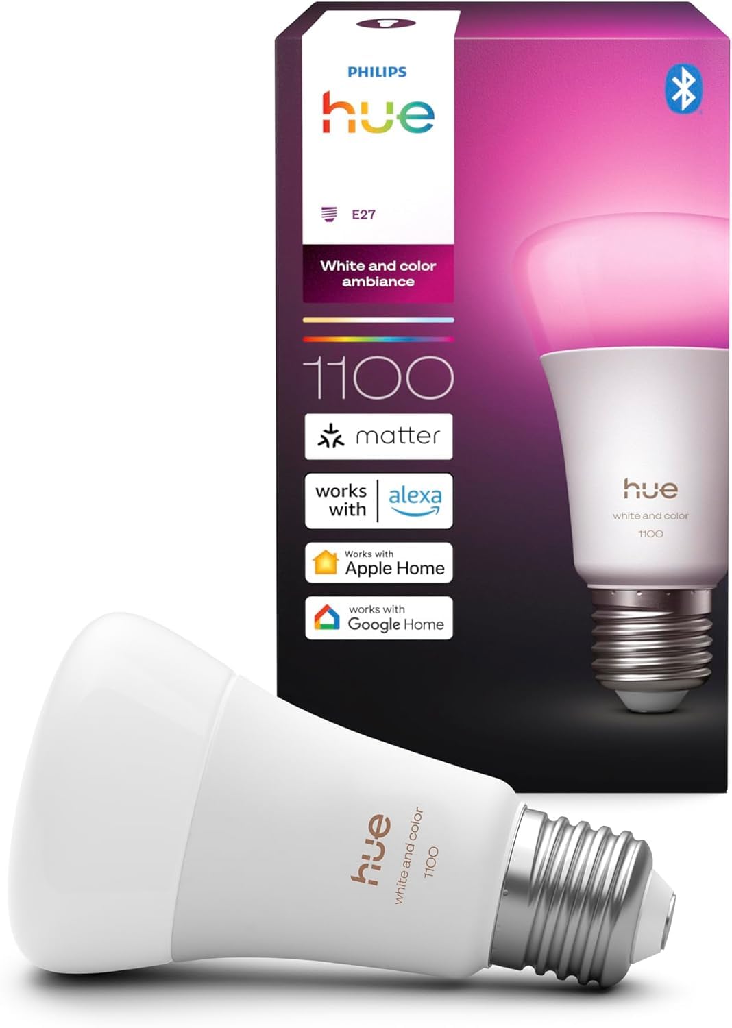 Philips Hue Bundle – 4x White & Color Ambiance 1100 Lumen A60 E27 Smart Lampen LED | 16 Mio. Farben, Dimmbar, App- & Sprachsteuerung, Kompatibel mit Alexa, Google Home & Apple HomeKit
