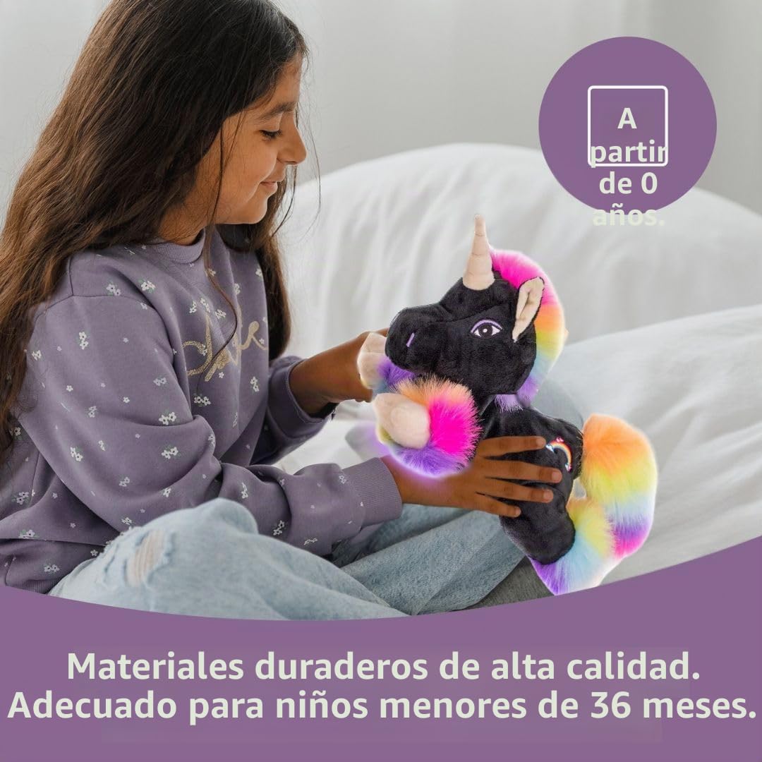 Habibi Cojín térmico prémium para niños y adultos – 1848 Unicornio Black Rainbow – relleno de mijo extraíble – peluche térmico para calentar en el microondas / horno, ideal también para bebés