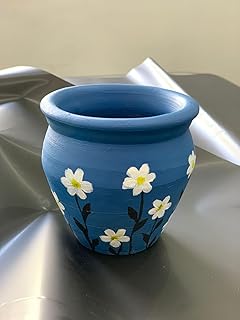 Hand Painted Pottery Mini Plant Chalet with Design - A Delightful Art Touch for Your Home & Office"Custom Drawing Exists – Special Order or Phone Number (5)