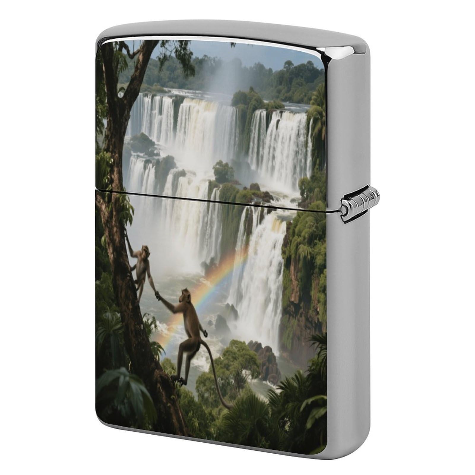 Fekiloot Style Iguazu Falls Rainforest Lighter Case Cover Metal Lighter Case