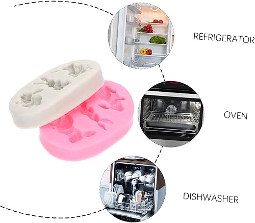 Miniatura 5 de HEMOTON Molde de silicona 3D para cubitos de hielo, bandeja de cubitos de hielo, moldes para hornear conejos, moldes de silicona para fondant,