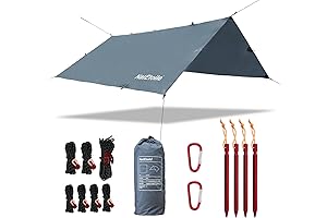 Camping Tarp Waterproof with Poles: Durable Rain Fly with 5000 MM PU Coating