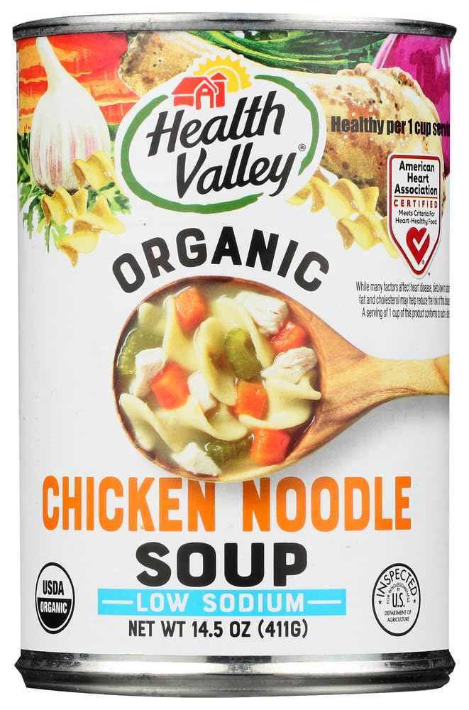 Health Valley Organic Chicken Noodle Soup, No Salt, 15 oz, 3 pk