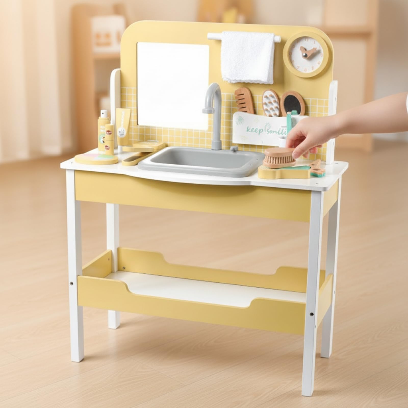 Qianly -Schminktisch Sicher -Frisiertisch mit Zubehör Abgerundete Kanten Spieltisch für, Mädchen und Jungen