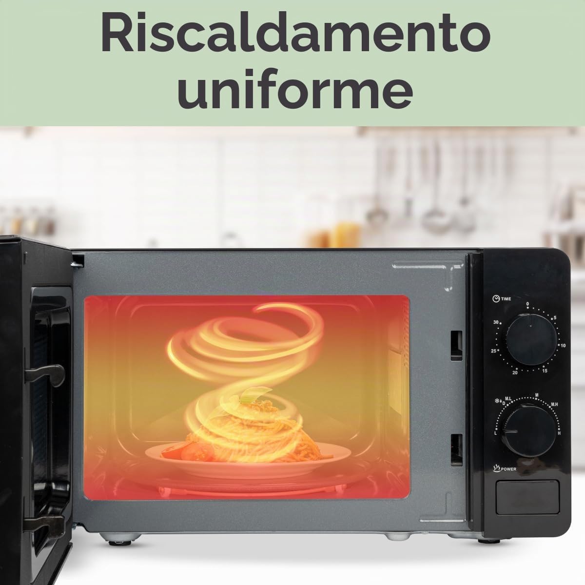 Clatronic® Microonde, 700 Watt, 6 livelli, 20 litri, piatto girevole a 360°, timer con segnale finale, forno a microonde, MW 791, nero