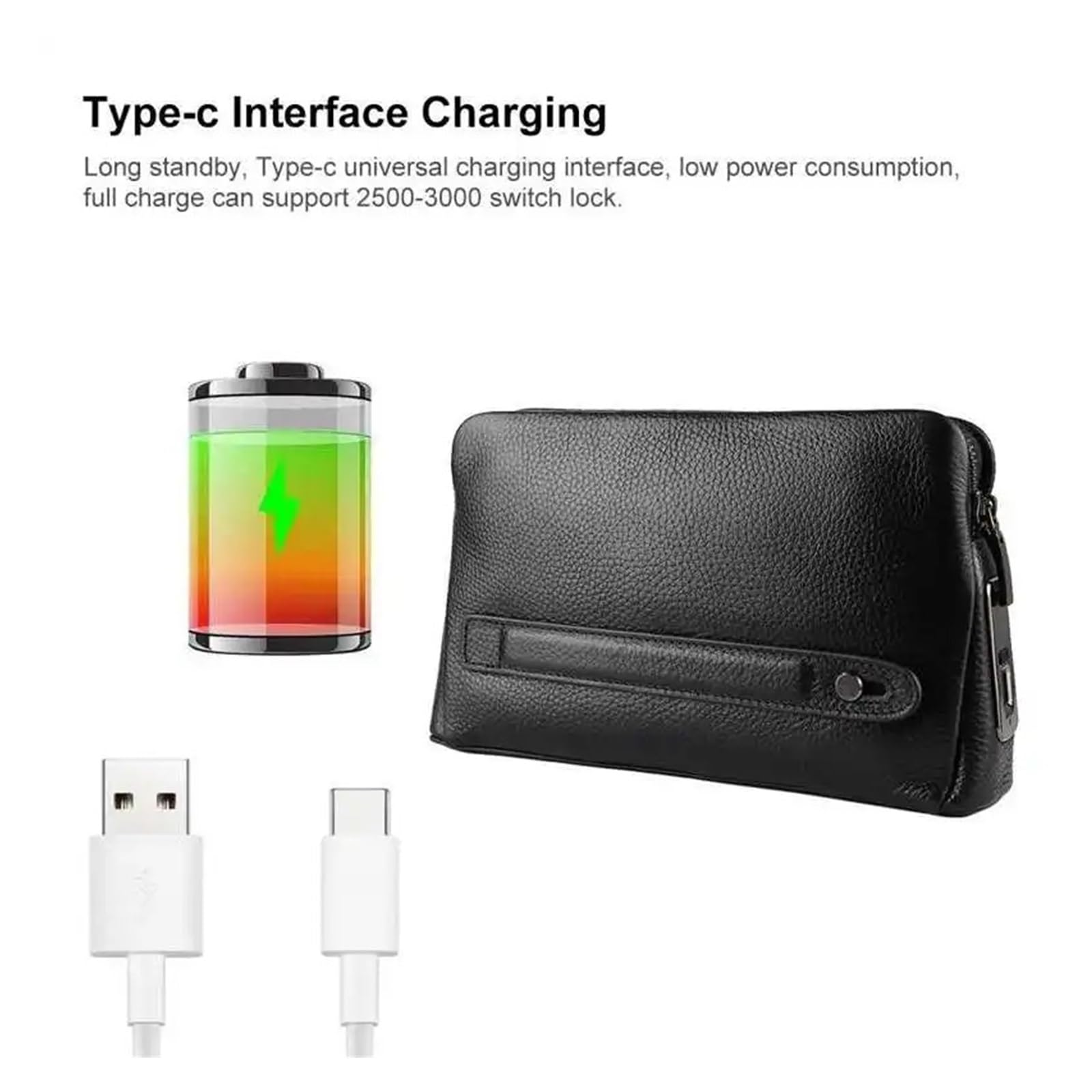 Caja fuerte para llaves al aire libre, Cajas fuertes for huellas dactilares Cartera de cuero con cremallera for hombre Bolso de mano antirrobo con seguridad con huella dactilar,para la escuela de gar