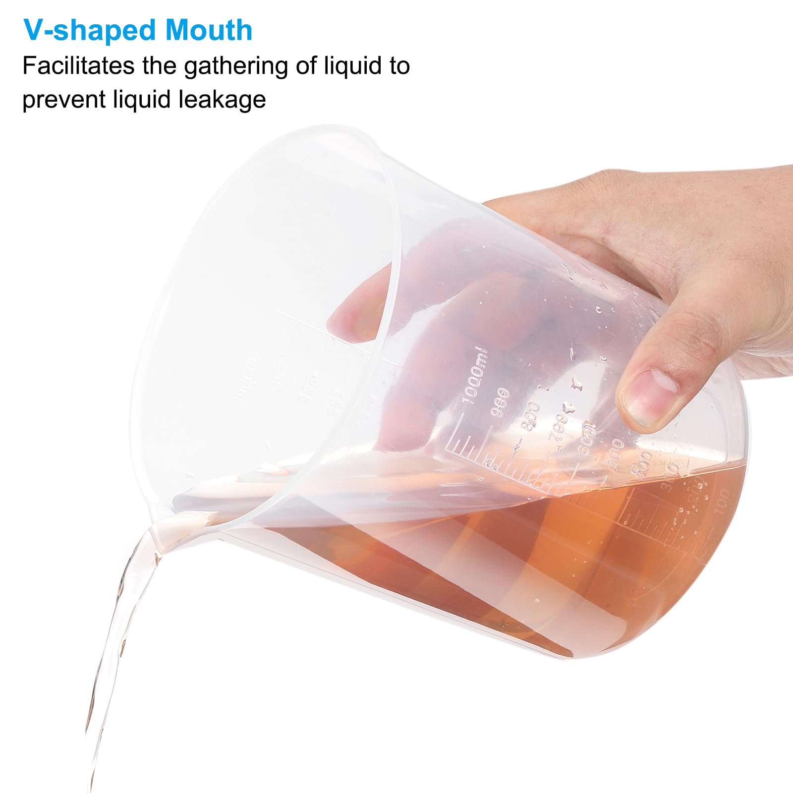 PATIKIL Jarras Medidoras De 1000ml, 6Pcs Vasos De Polipropileno Con Escalas Y Pico Para Experimentos De Laboratorio, Repostería Y Cocina, Transparentes