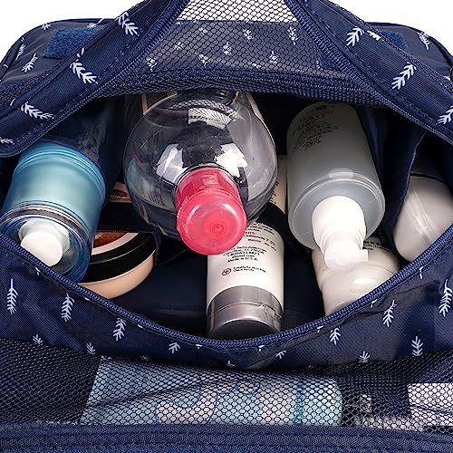 Image of Narwey Small Hanging Travel Toiletry Bag for Women, Travel Bag for Toiletries, Makeup Bag Organizer Make Up Bags Cosmetic Bags for Girls, Blue Feather