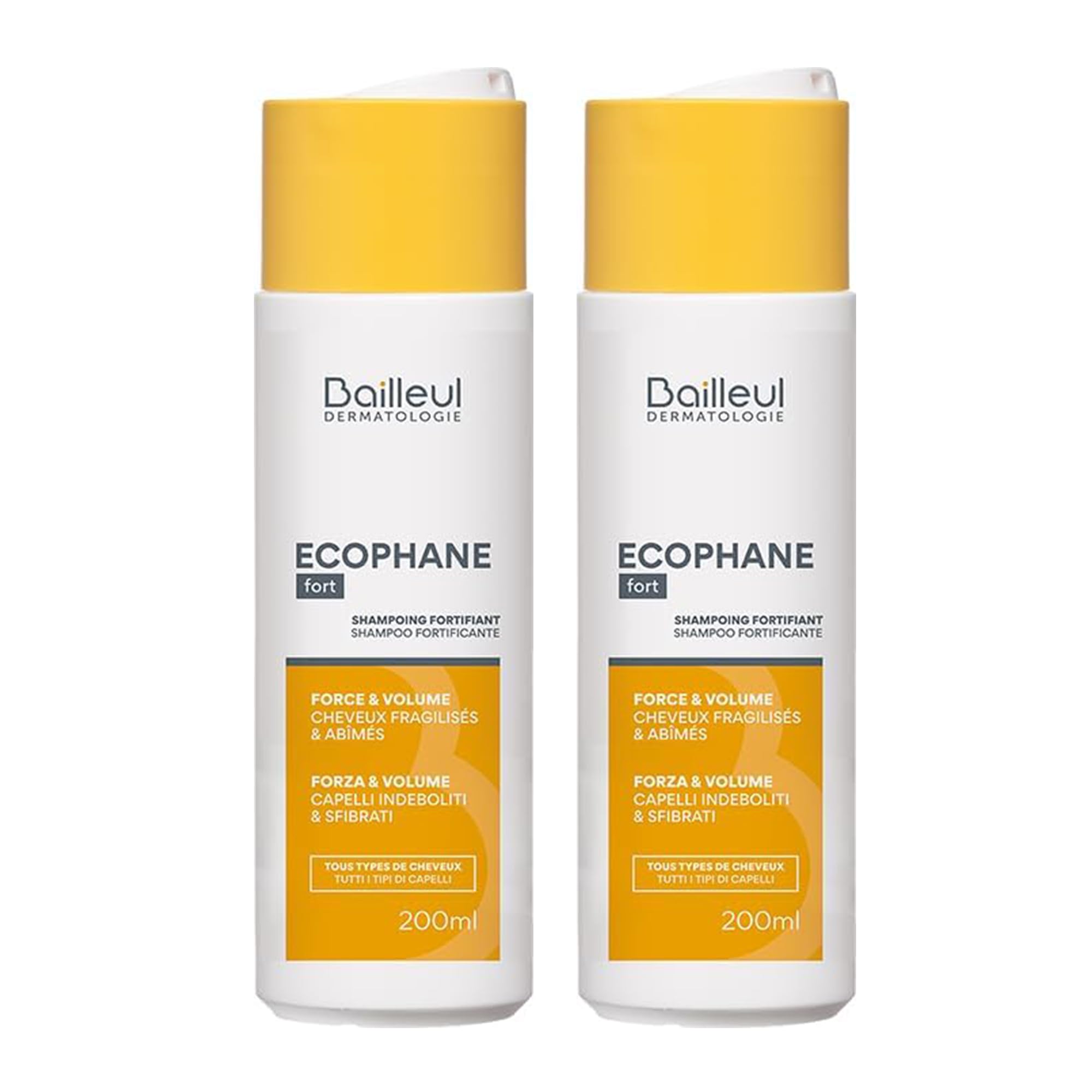 Ecophane Fort Champú Fortificante Pack 2 x 200 ml Cabello seco y dañado