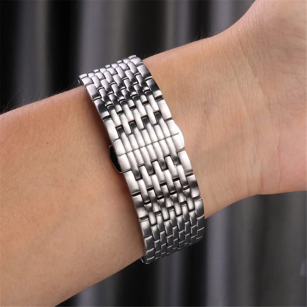 Cinturino Per Orologio In Acciaio Inossidabile, Chiusura A Farfalla, 22 Mm | Cinturino Da Polso Da Uomo Resistente Ai Graffi E Durevole, Adatto Sia Ad Occasioni Casual Che Formali (Silver 22mm)