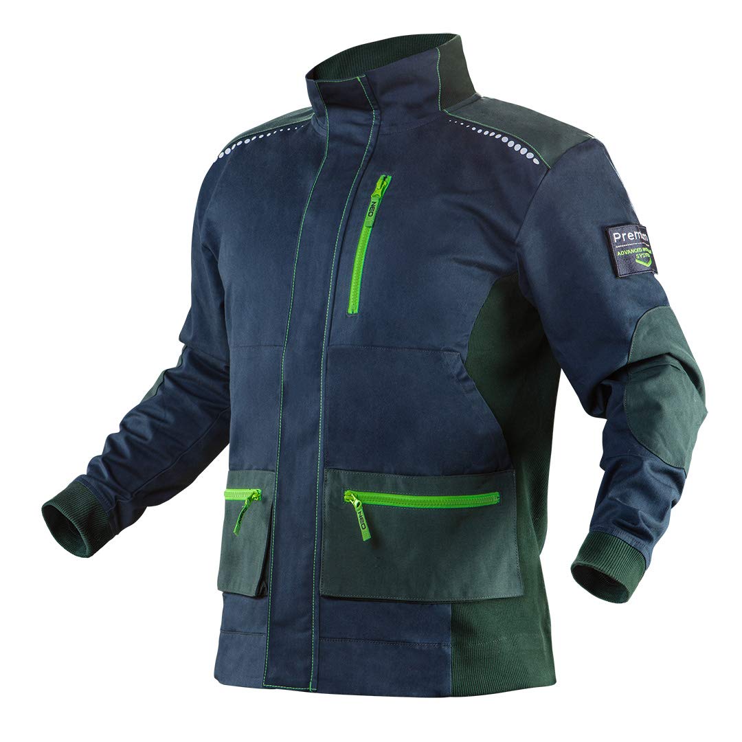 NEO TOOLS Veste de travail premium 62 % coton, 35 % polyester, 3 % élasthanne 2570 g/m² Taille XS à 3XL avec coudes et épaules en Cordura Col haut et poignets élastiques