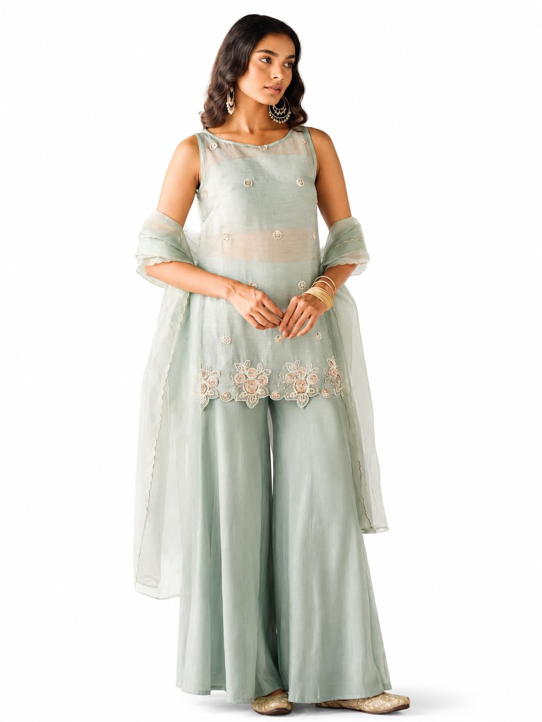 Sea Green Embroidered Hand Work Kurta And Pant Set With Dupatta, Kurta Set | 3-Piece Festive Ethnic Wear for Women | Ethnic Kurta Set for Women | Office Party, Function & Festive Traditional-picture-52