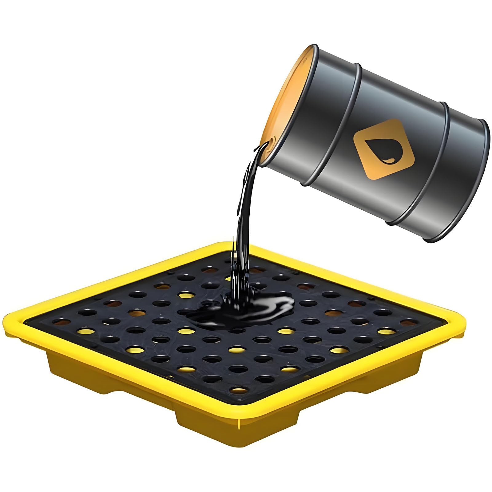 QUSYZD Stackable Modular Spill Containment Platform with Drainage Grid - Durable Anti-Leakage Plastic Tray for Industrial, Warehouse, and Chemical Storage 130x68x30,67×67×15cm