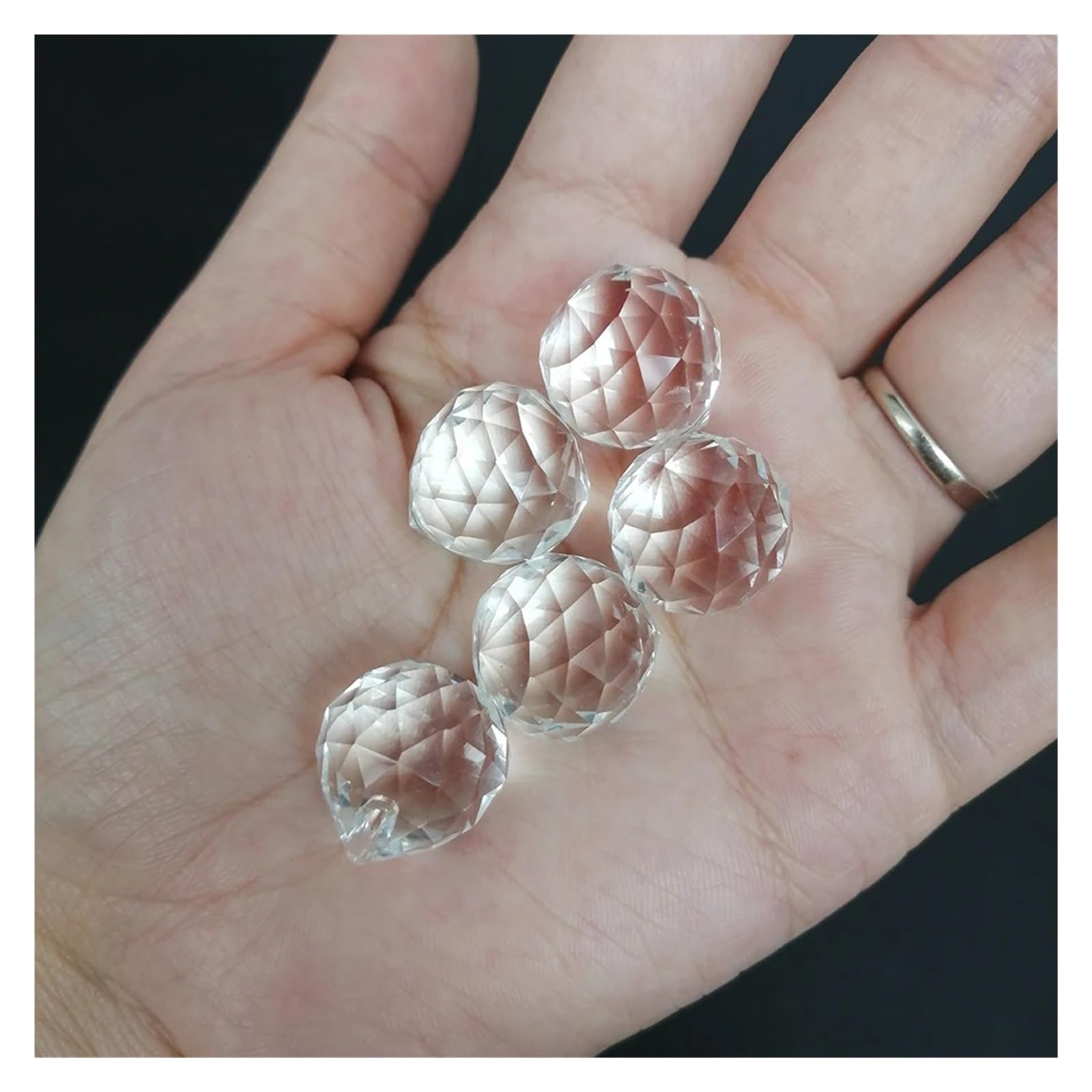 Prisma a sfera di cristallo Ciondolo a sfera sfaccettato in cristallo K9 da 5 pezzi 15 mm